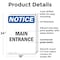 Signmission Main Entrance OSHA Notice Sign, Plastic, 18in W x 24in L, 2PK OS-2PACK-NS-P-1824-V-14083 - alternate 2